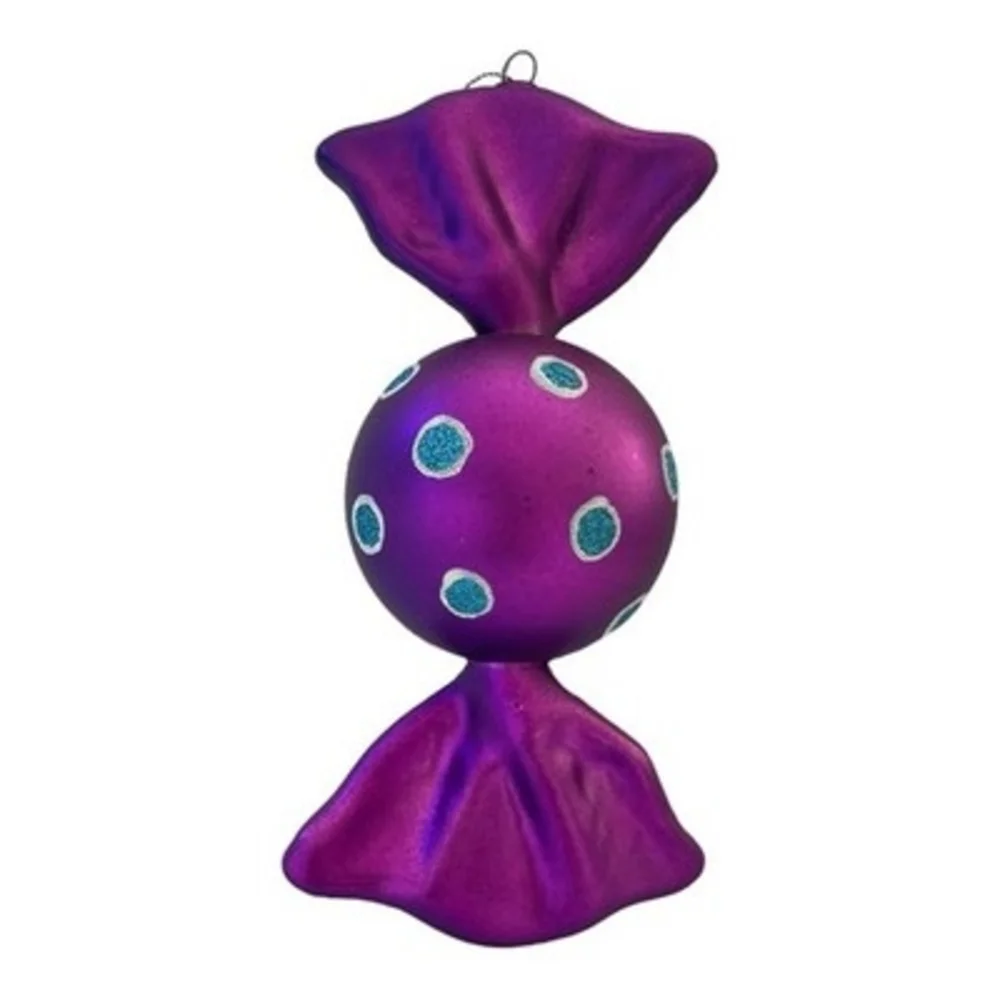 Large Purple Polkadot Wrapped Candy Ornament 6